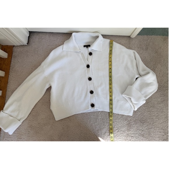 Quince Sz Large White Organic Cotton Fisherman Collared Cardigan - Picture 11 of 13